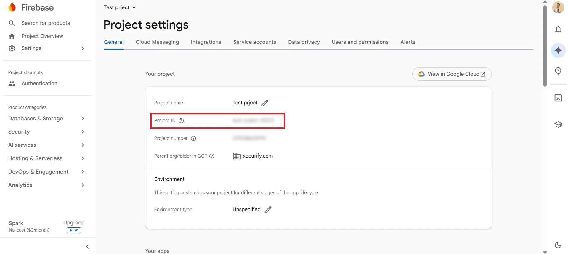 Copy Firebase Project ID - Firebase Authentication for WordPress