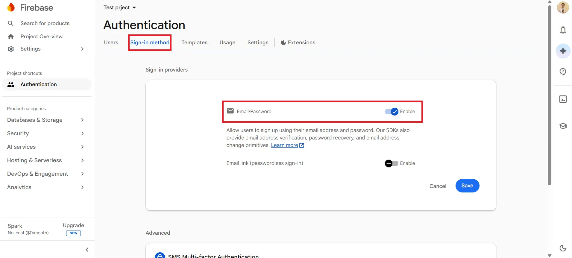 Enable Email Password sign-in provider - Firebase Authentication for WordPress