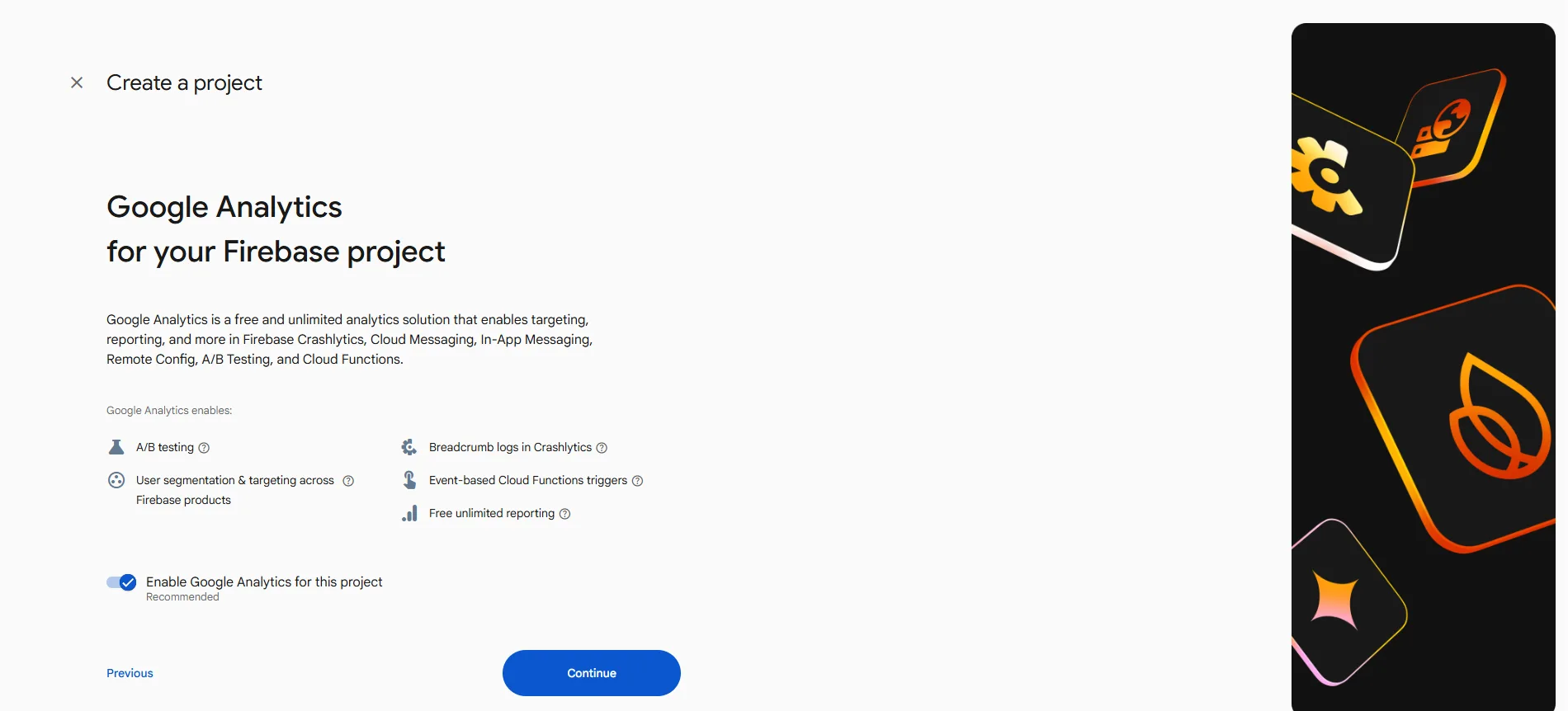 Finish creating Firebase project - Firebase Authentication for WordPress