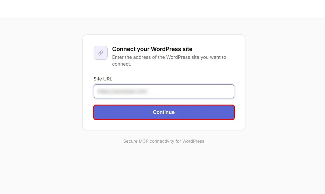 Connect Claude AI to WordPress site | Enter Site URL