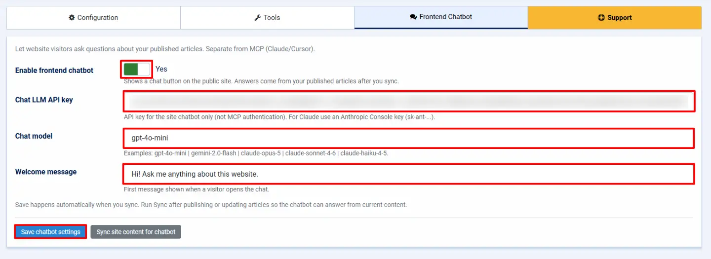 JoomlaAI - MCP Server: Frontend Chatbot