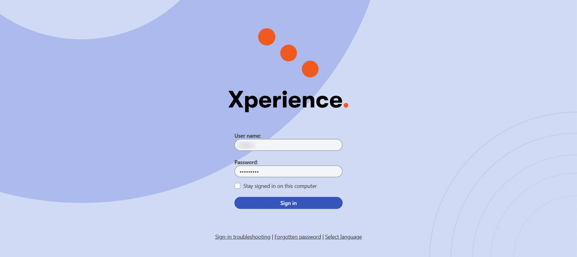 Kentico MFA - Kentico login page