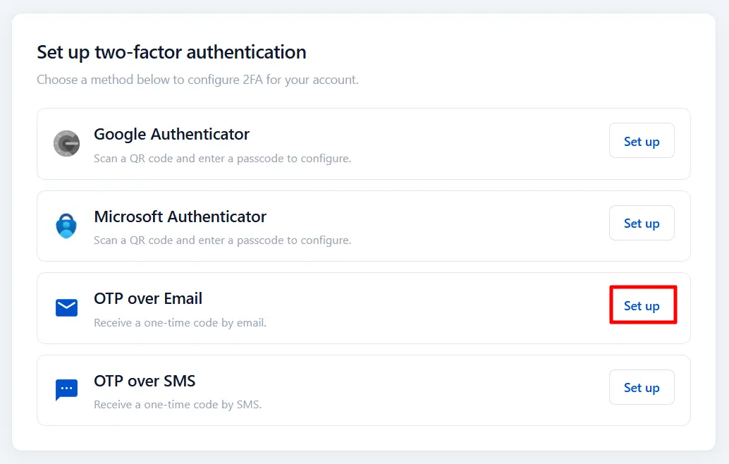 Kentico MFA - End user setup OTP over Email