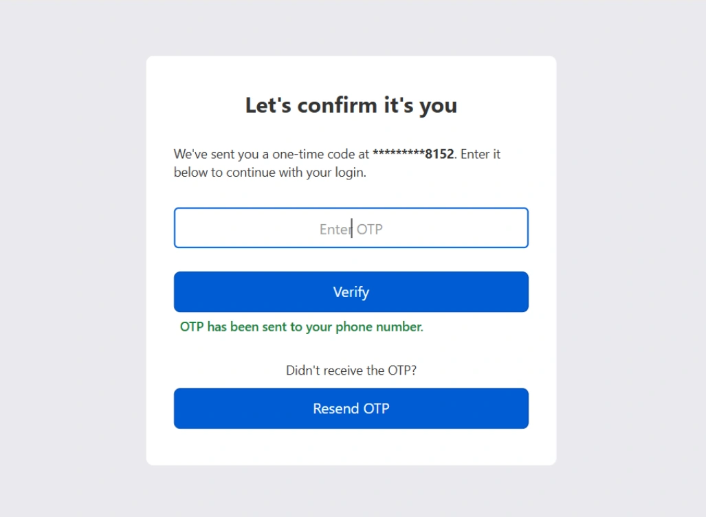 Enable Phone OTP Login on Shopify Plus Customer Accounts: Login done