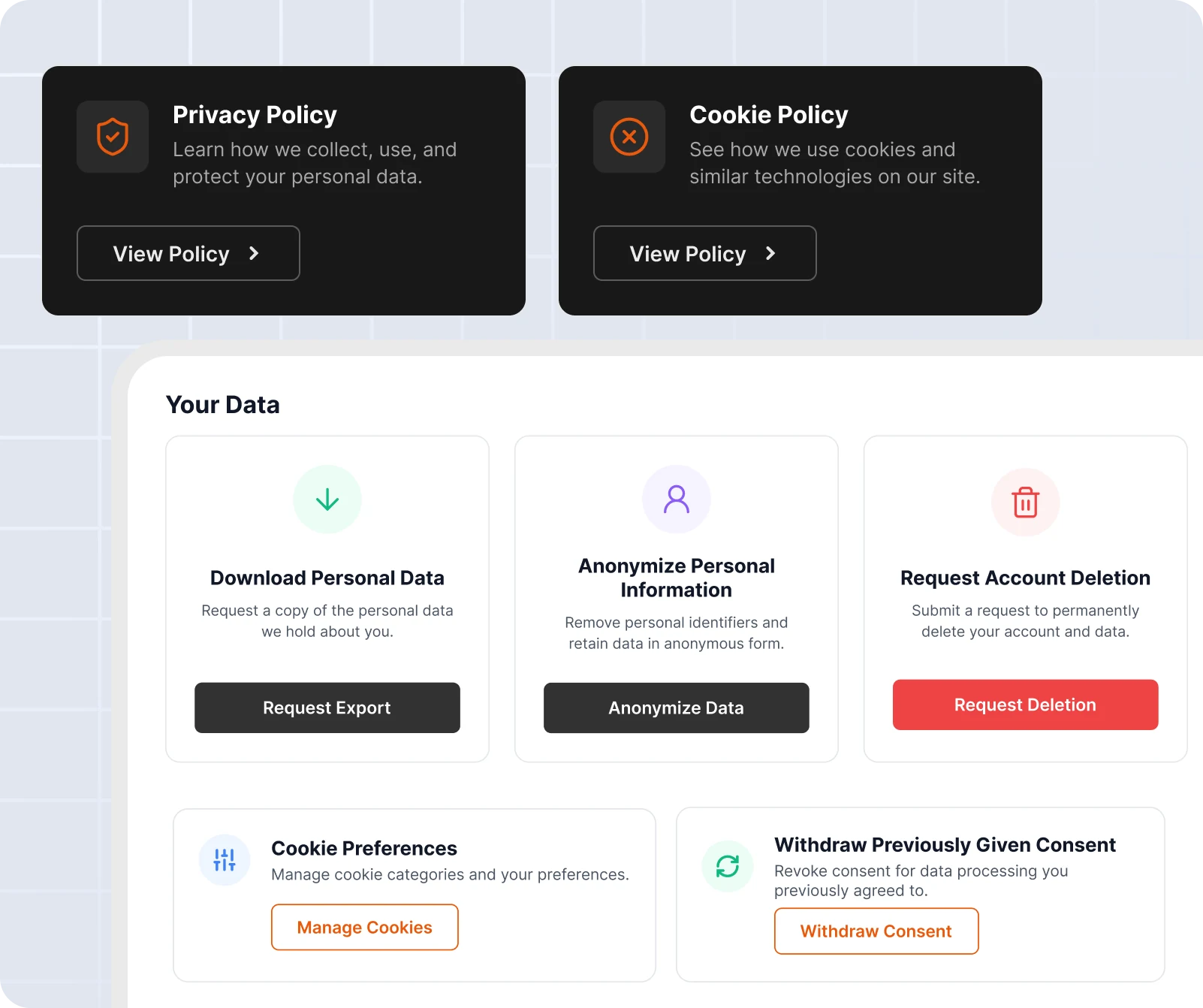 Magento GDPR extension with customer data download, anonymization, deletion, and consent controls
