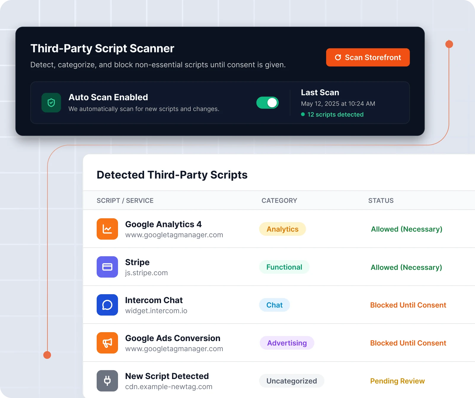 Magento script blocker for detecting and blocking third-party scripts until consent