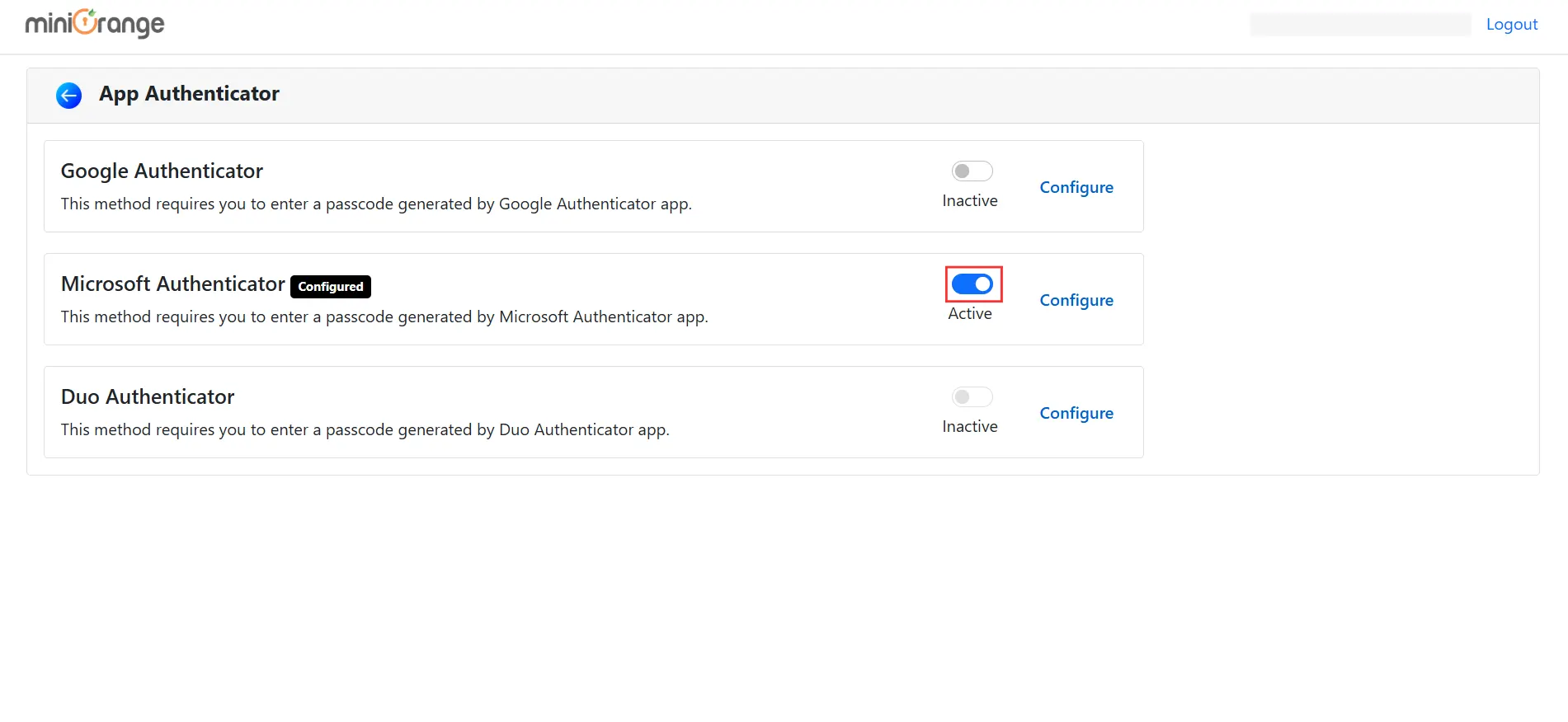 Umbraco 2FA - Microsoft Authenticator configured and active