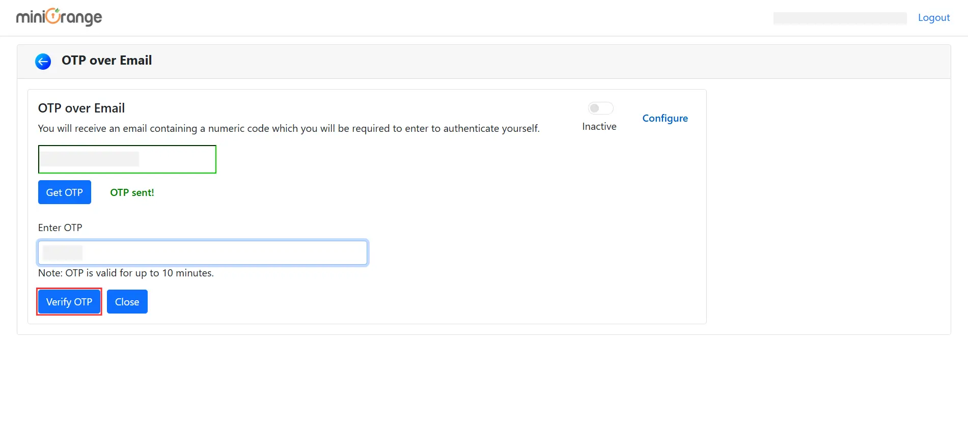 Umbraco 2FA - Verify OTP