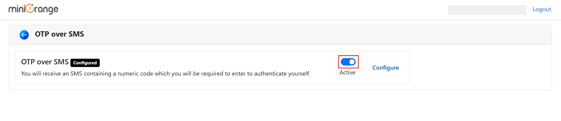 Umbraco 2FA - OTP over SMS configured and active