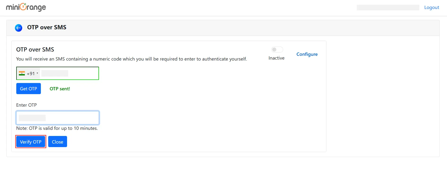 Umbraco 2FA - Verify OTP
