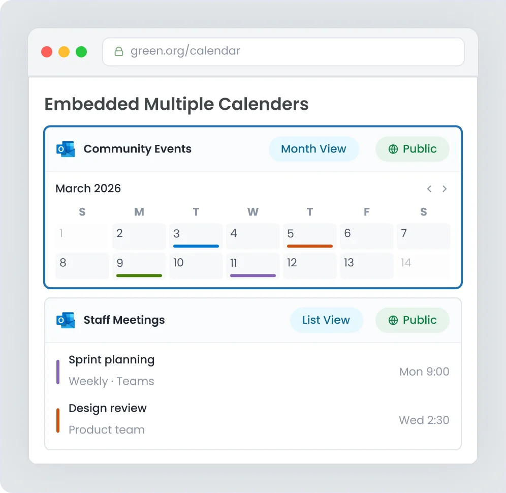 Embed Multiple Calendars on a Single Page or Post