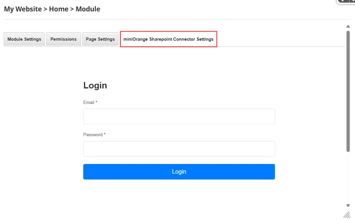 DNN SharePoint Connector - Login Page