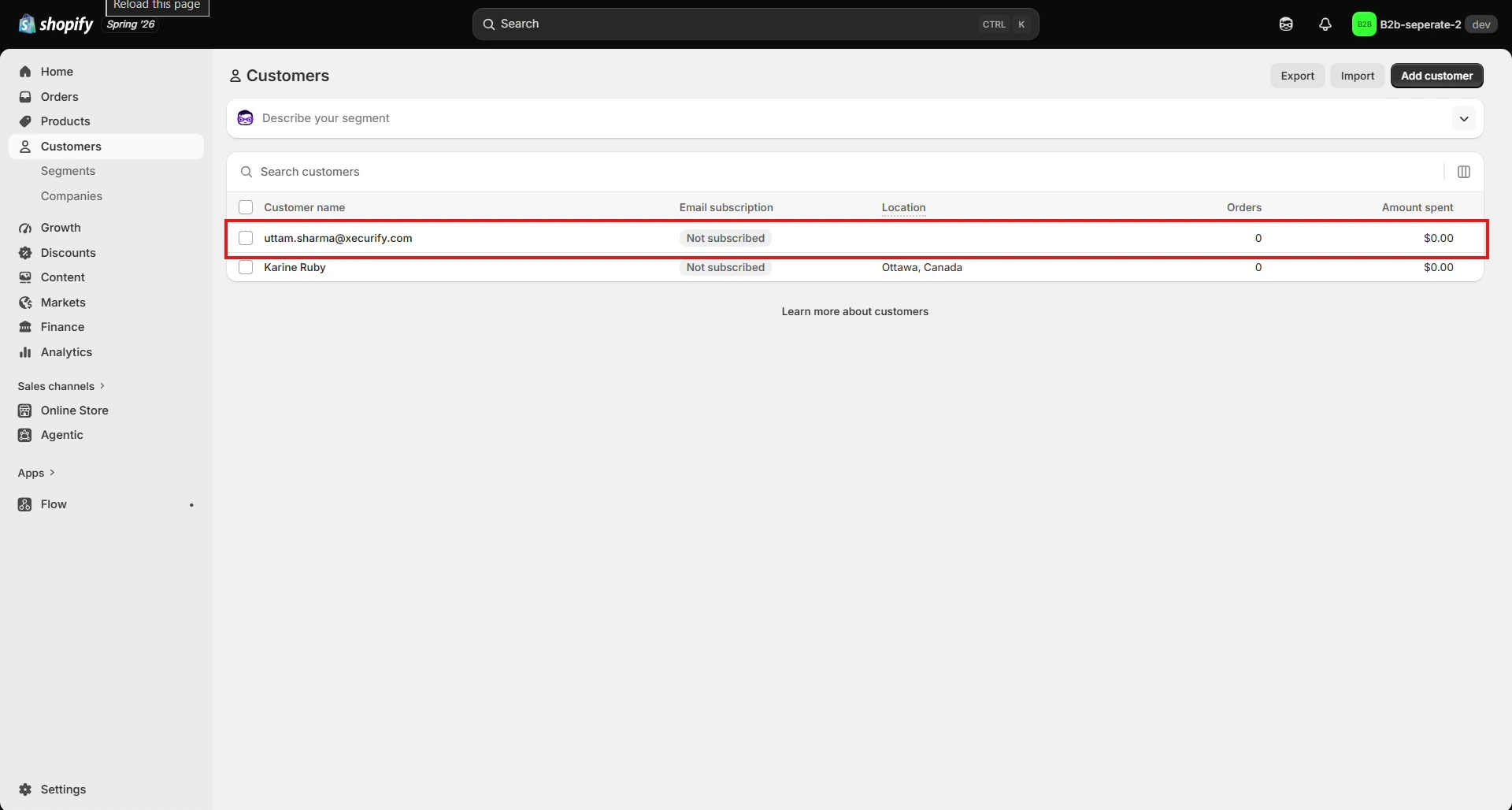 Customer Created - Shopify B2B Company Assignment