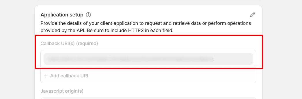 Copy Callback URI - Shopify Customer Account API