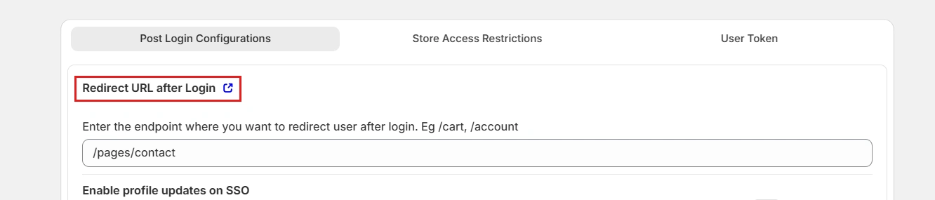 Redirected URL after Login