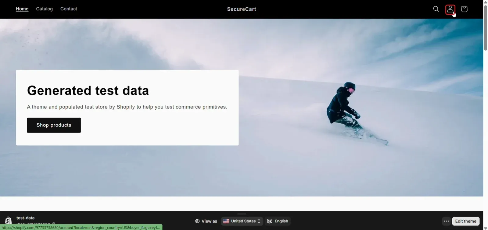 Account icon in Shopify storefront header