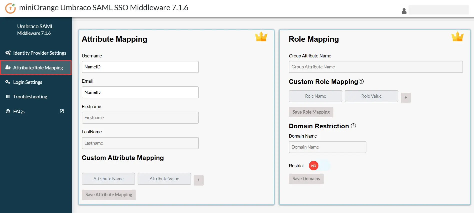 Umbraco SAML SSO - Attribute Mapping