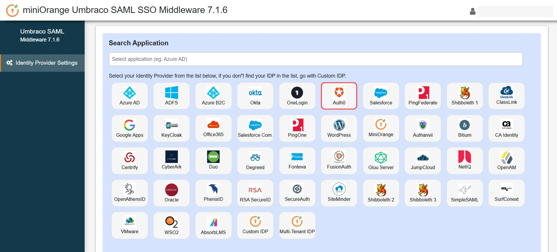 Umbraco SAML SSO using Auth0 as IDP - Select Auth0