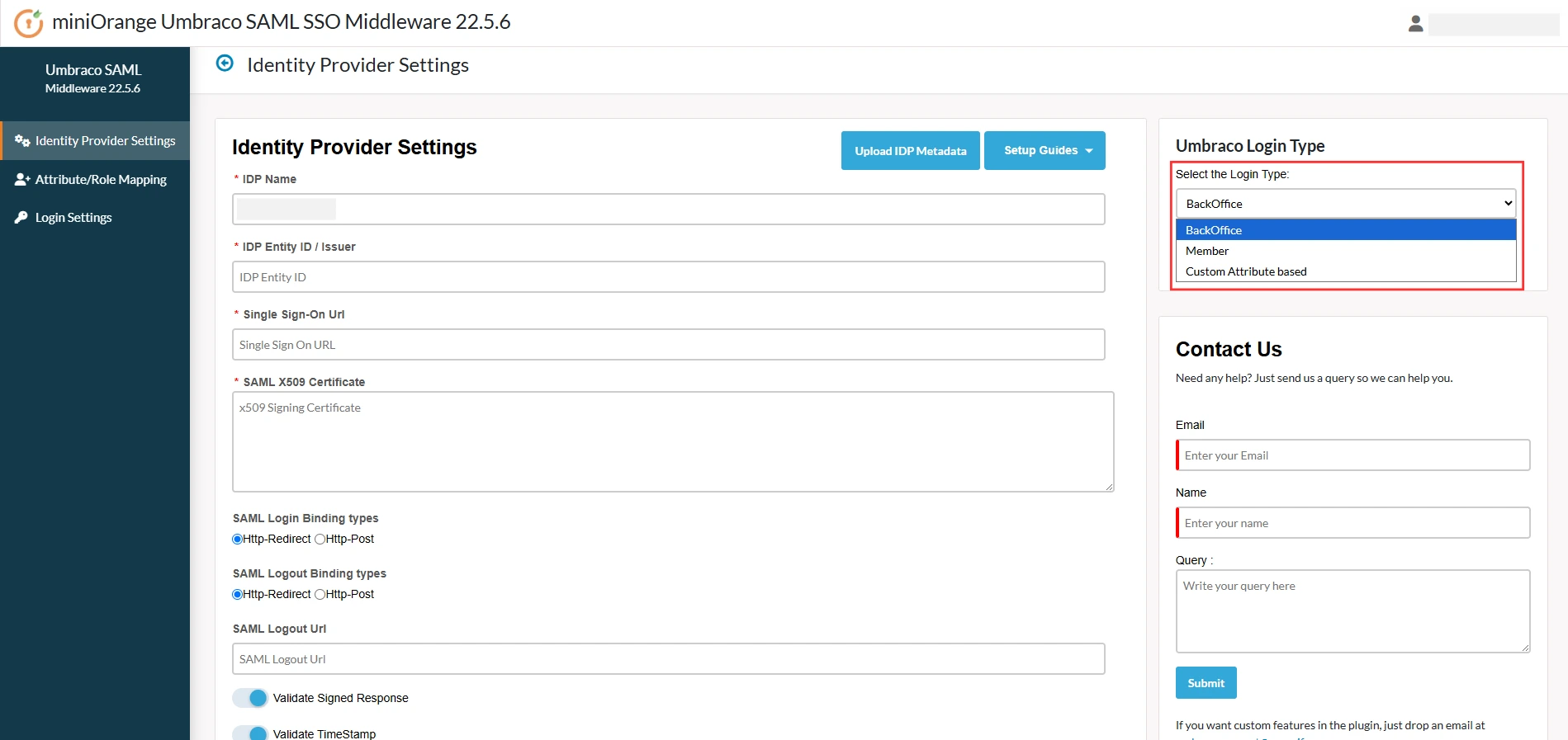 Umbraco SAML SSO - Umbraco Login Type