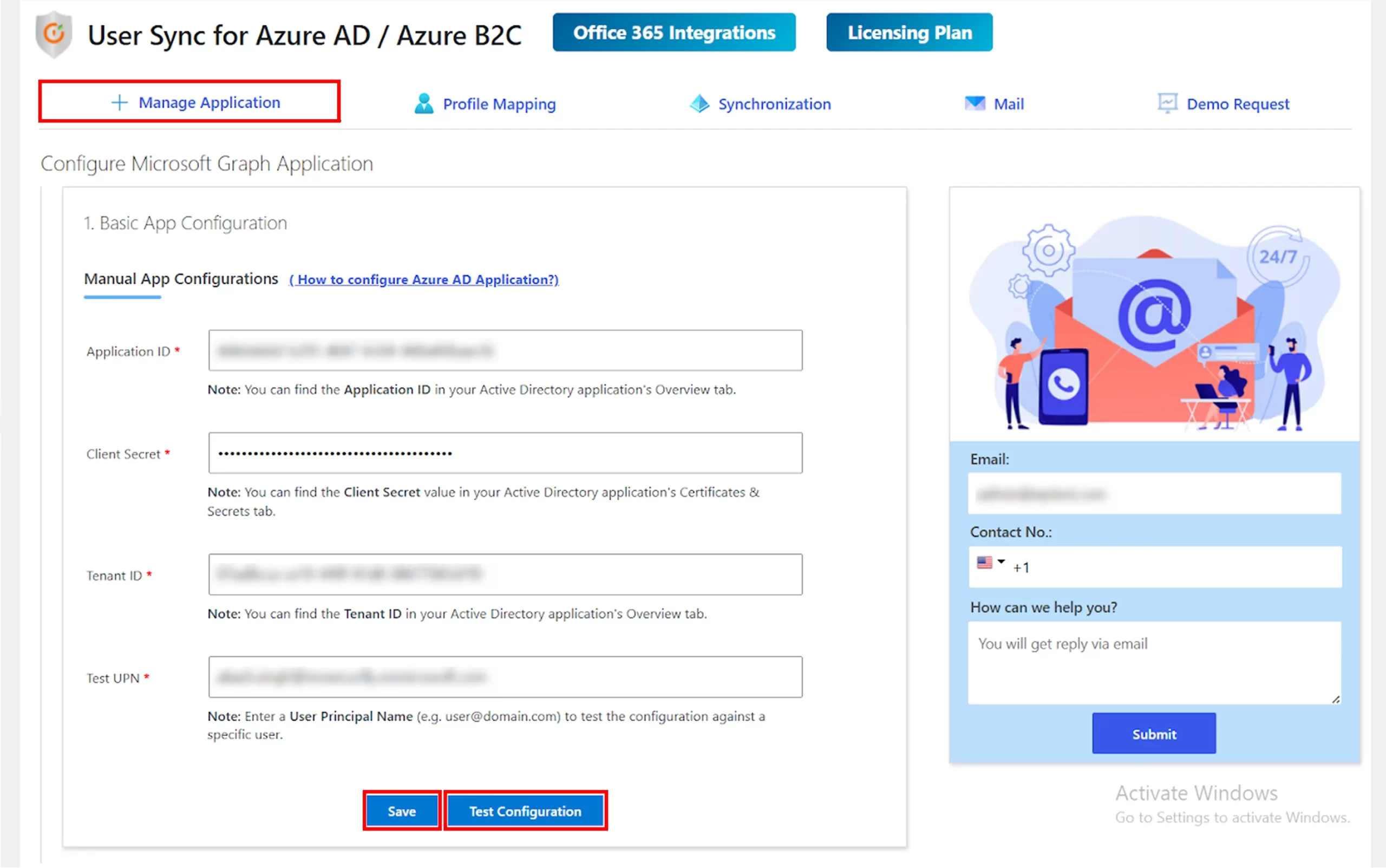 Setup Azure AD Sync - Test Connection, Test UPN field
