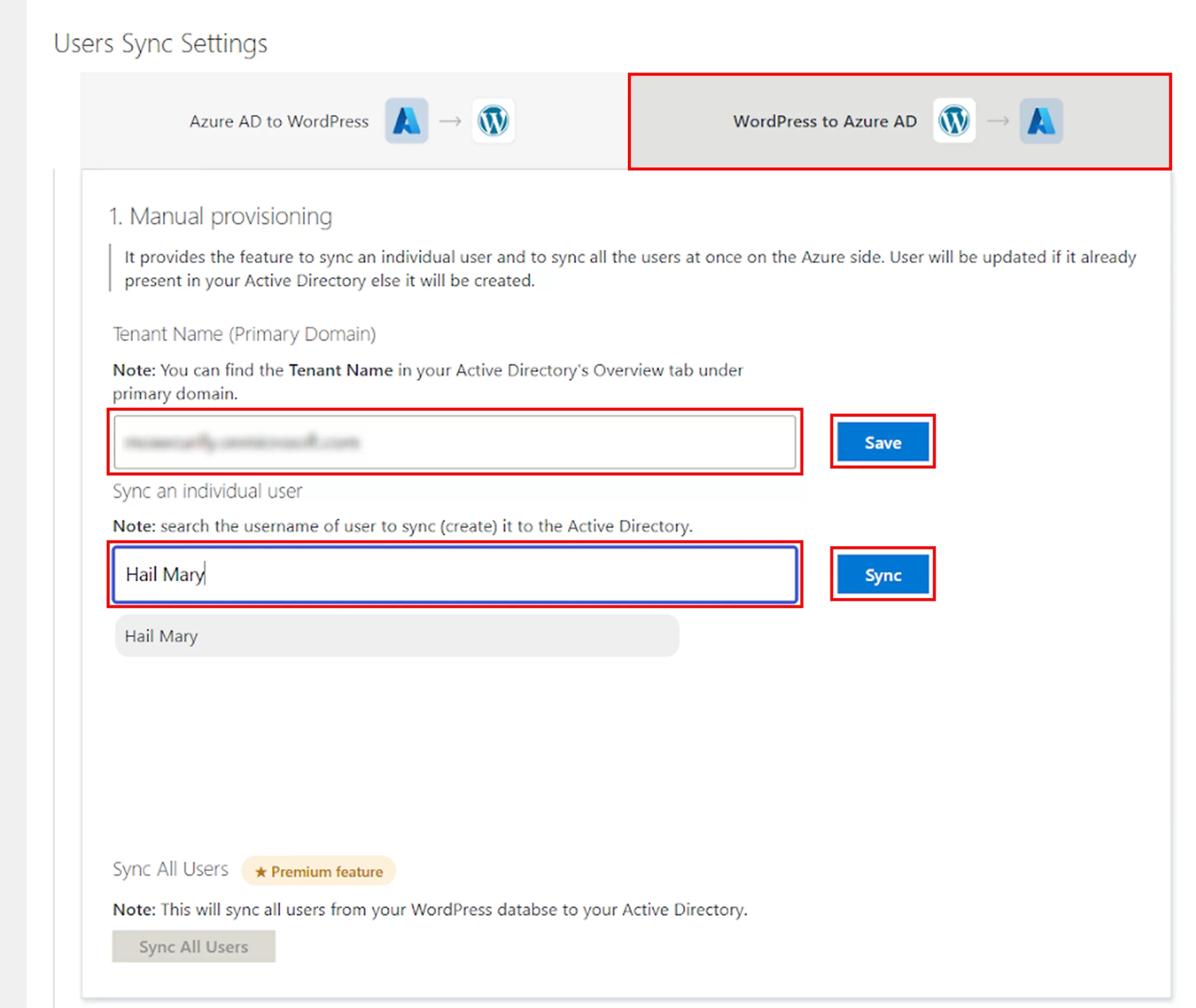 Setup Azure AD Sync - WordPress to Azure AD Sync