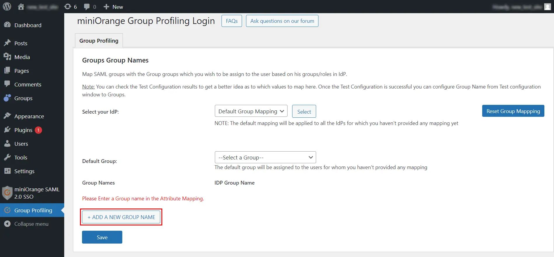 Groups Integrator for WordPress | Add a New Group Name