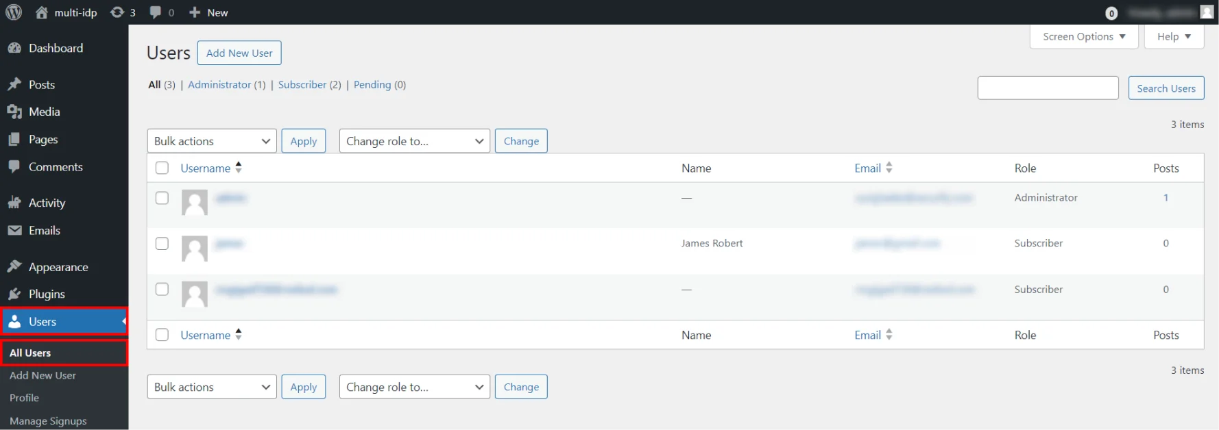 BuddyPress Integration for WordPress - All Users
