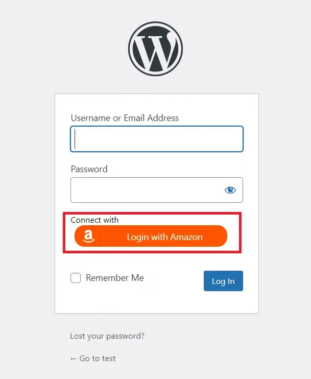 amazon social login button on wordpress website amazon login