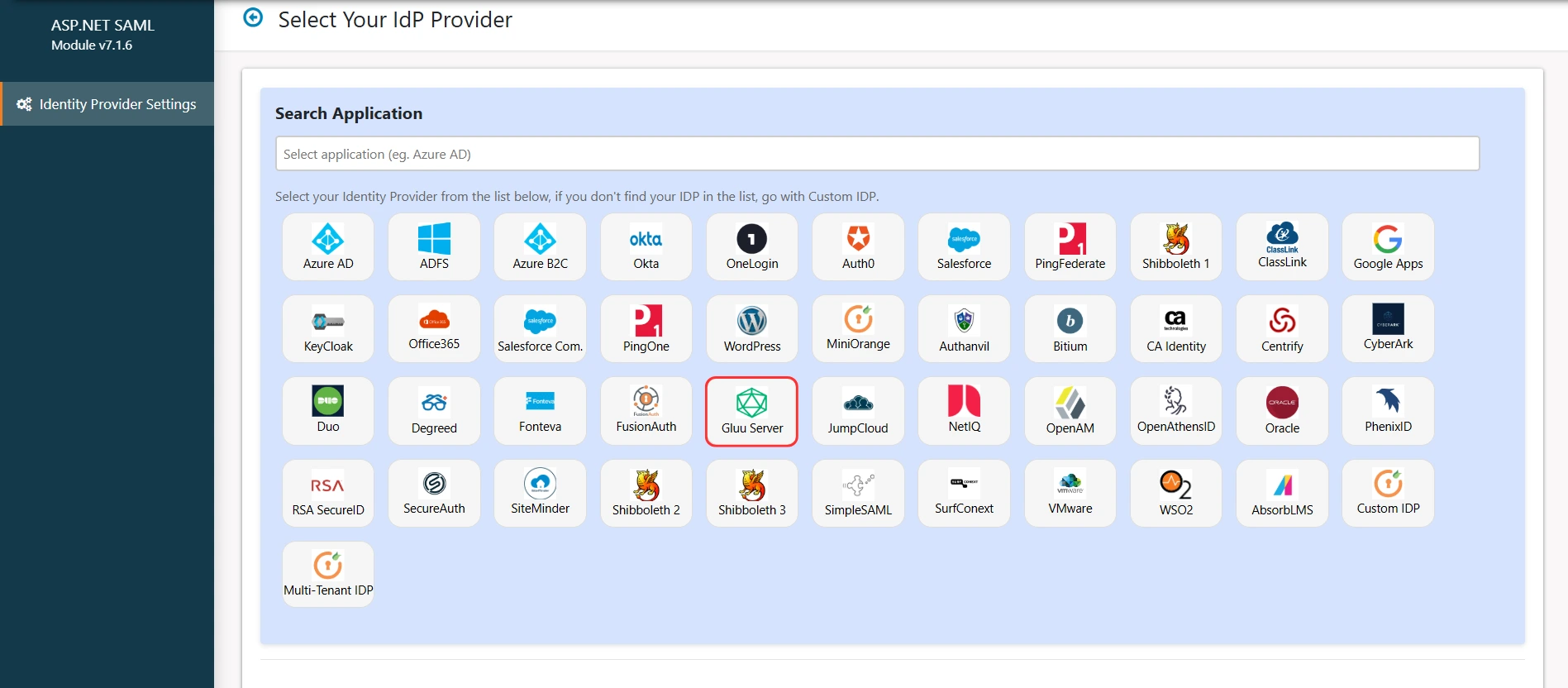 ASP.NET Framework SAML SSO using Gluu Server as IDP - Add New IDP