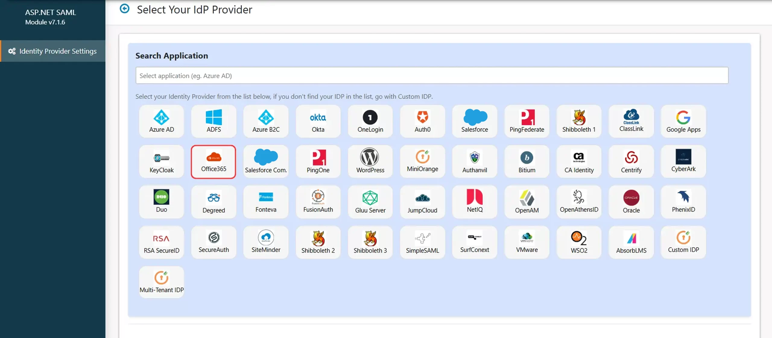 ASP.NET Framework SAML SSO using Office365 as IDP - Add New IDP