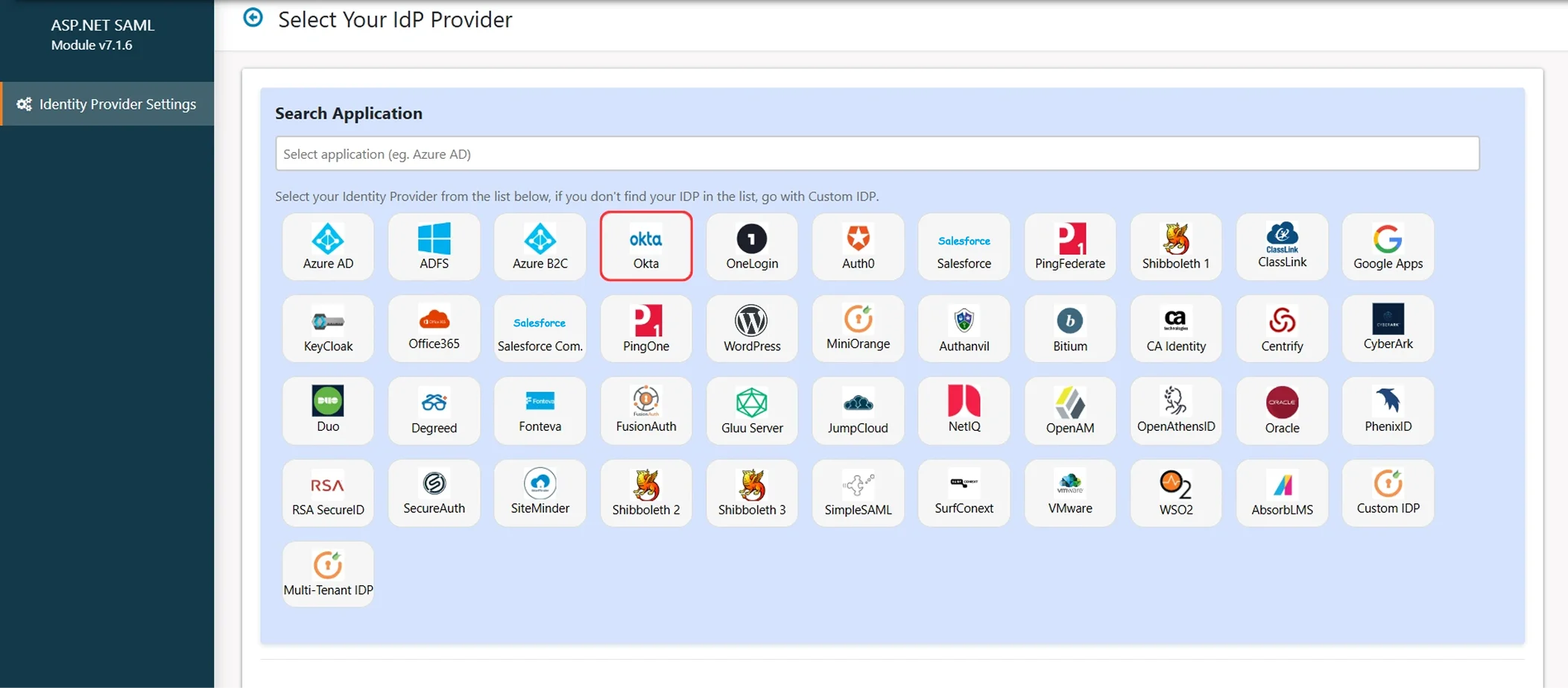ASP.NET Framework SAML SSO con Okta como IDP: agregar nuevo IDP