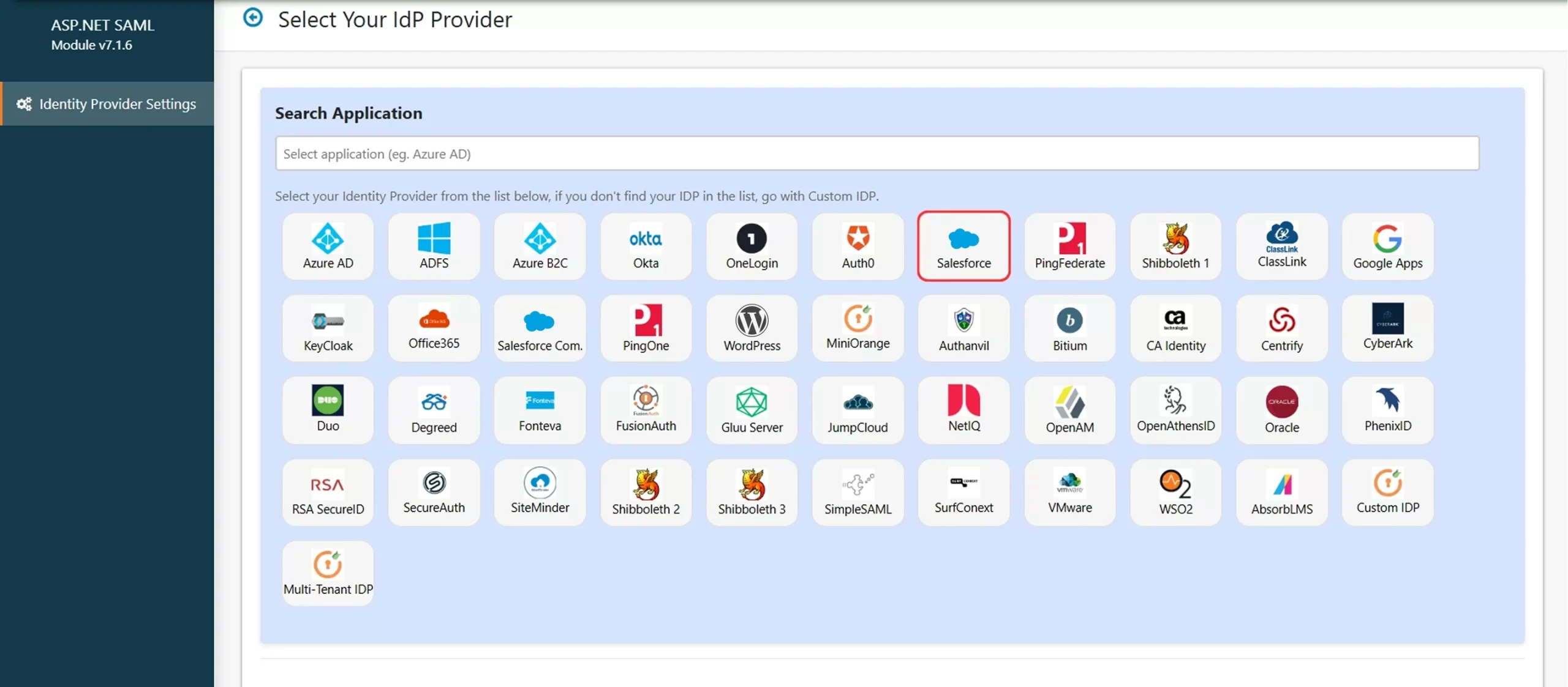 ASP.NET Framework SAML SSO con Salesforce como IDP: agregar nuevo IDP