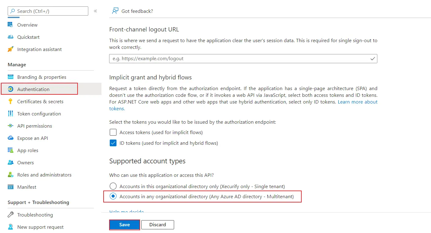 Azure Multitenant SSO - Select ID Tokens in Authentication
