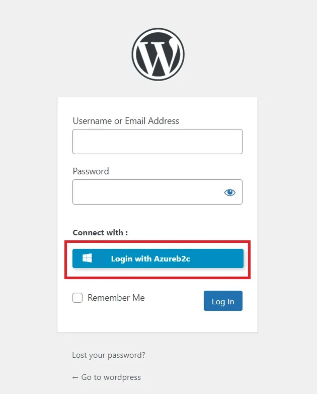 Azure B2C  Single Sign-on (SSO) - WordPress create-newclient login button setting