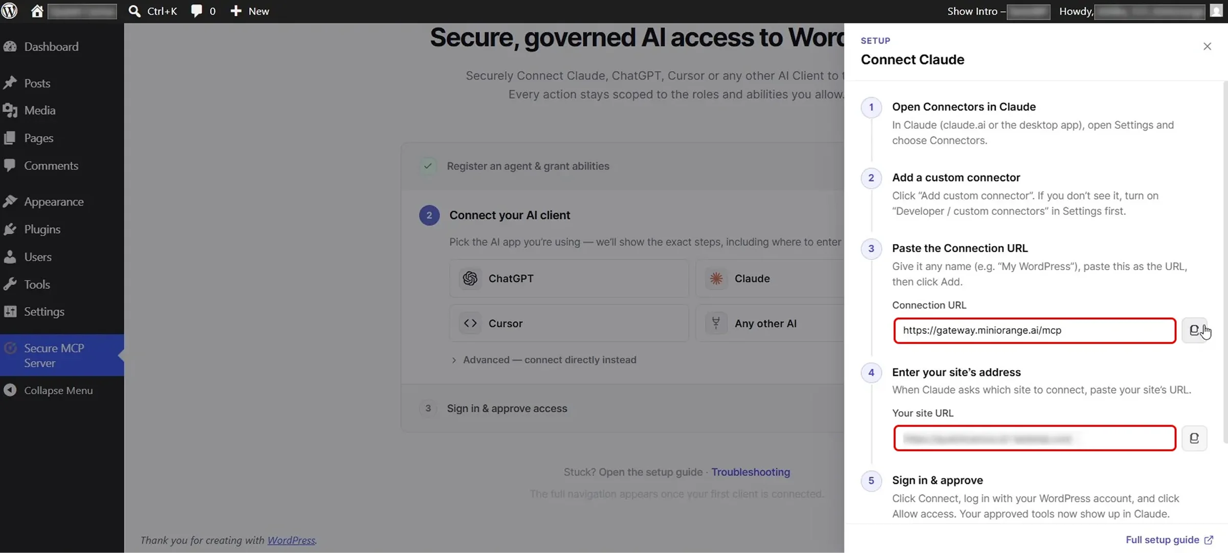Connect WordPress to AI Agents using MCP | Connection methods for AI clients Gateway Method