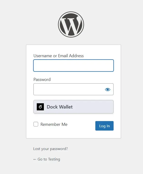 setup digital identity using dock wallet app- login button