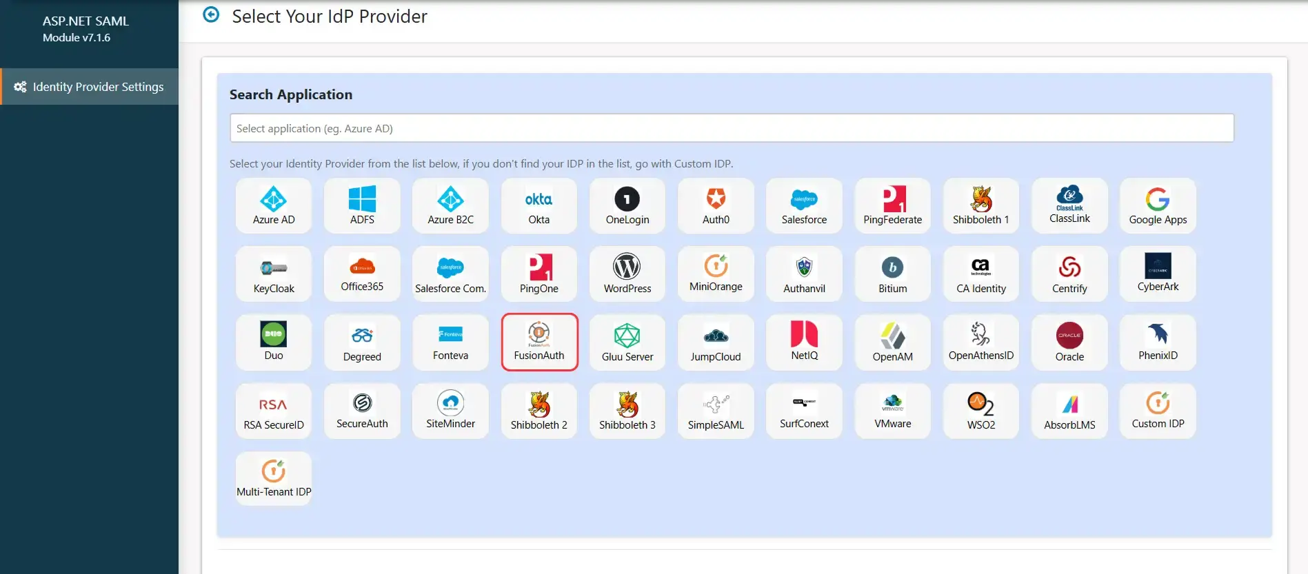 ASP.NET Framework SAML SSO using FusionAuth as IDP - Add New IDP