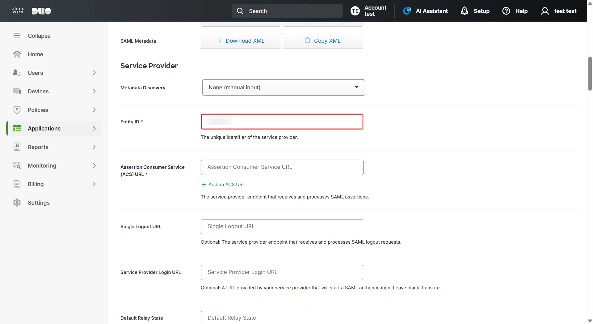 Magento SAML Single Sign-On(SSO) | Paste Entity ID URL 