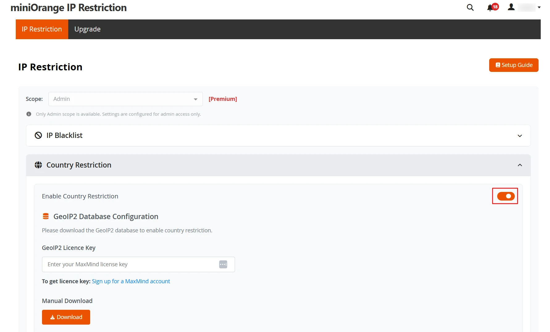 Magento IP Restriction|Country Restriction panel