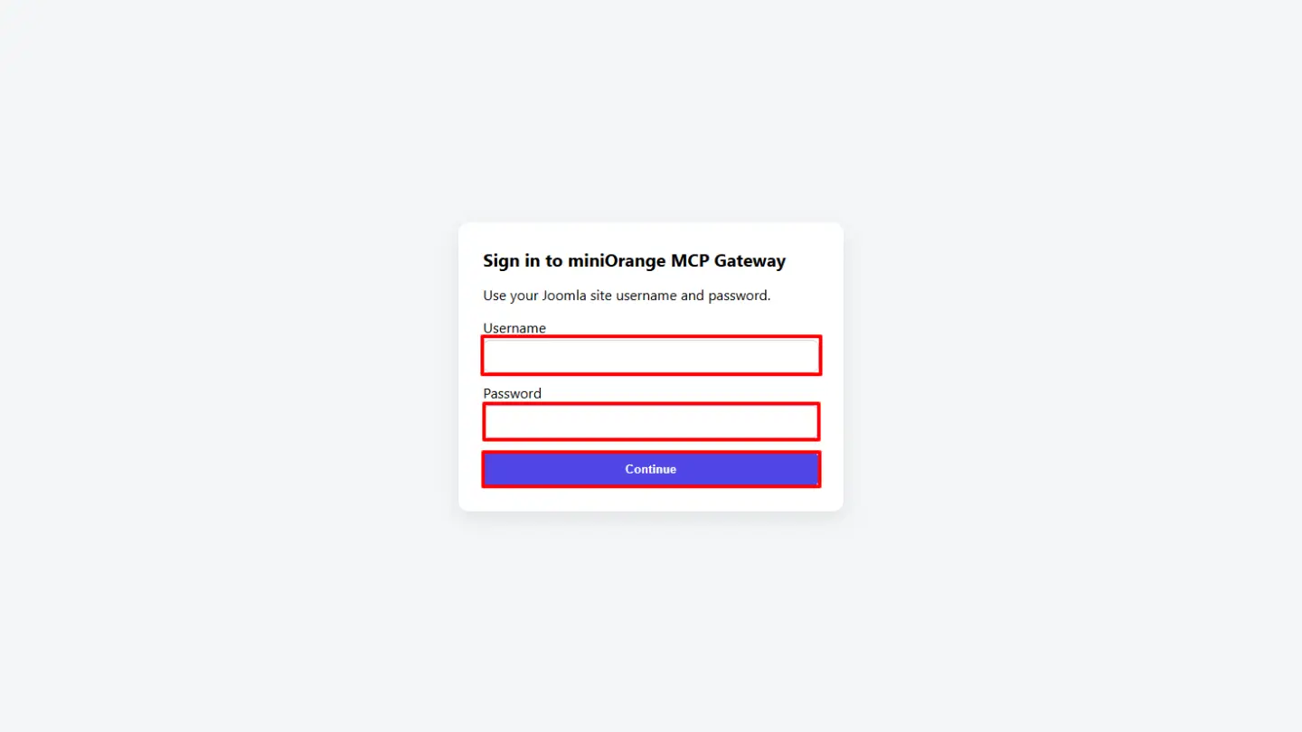 JoomlaAI - MCP Server: Enter Joomla Credentials