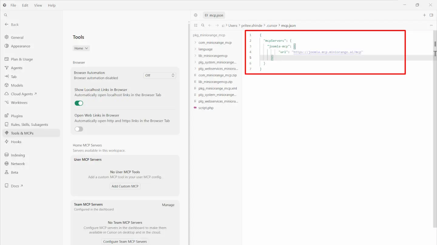 JoomlaAI - MCP Server: Setup Authentication