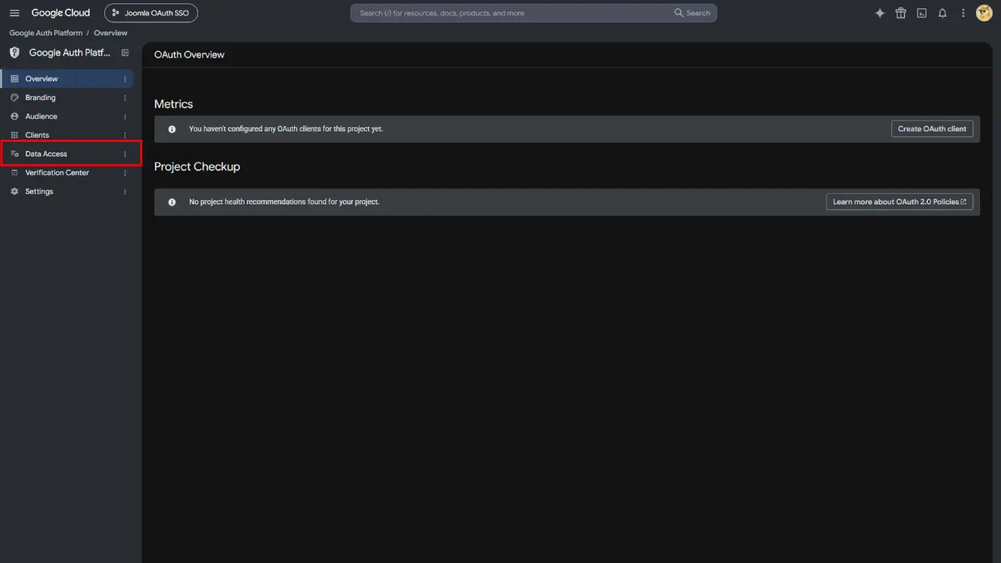 Go to Data Access tab