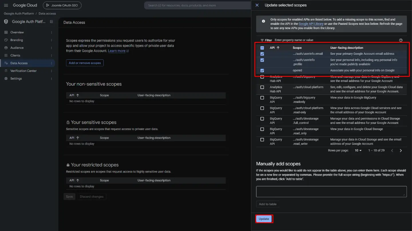 Add or remove scopes