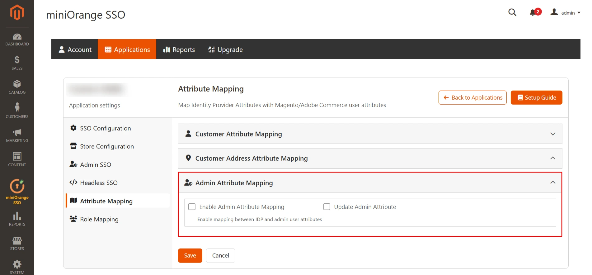 Magento Single Sign-On (SSO) | Admin attribute mapping