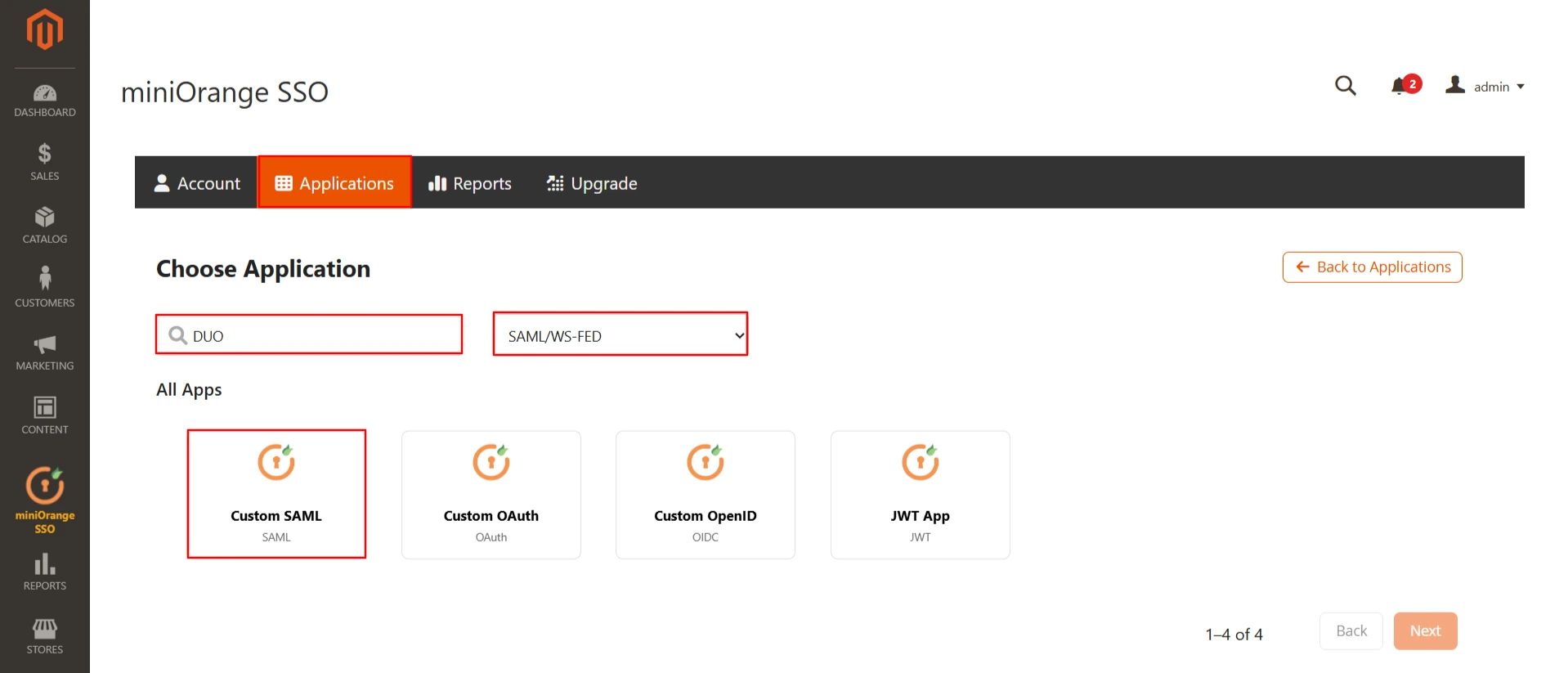 Magento SAML Single Sign-On(SSO) | Choose Duo as IDP