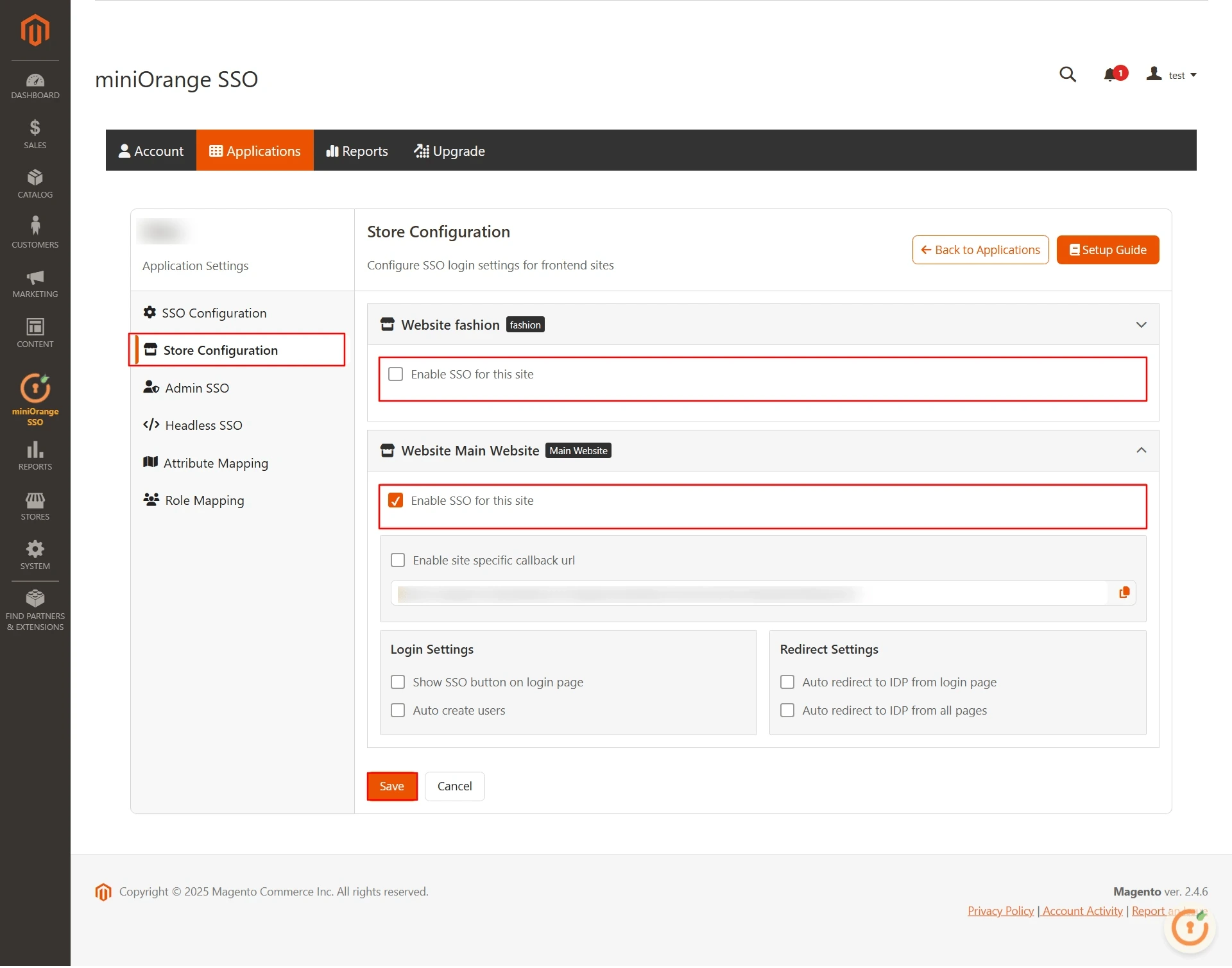 Magento 2 Single Sign-On (SSO) | Store Configuration