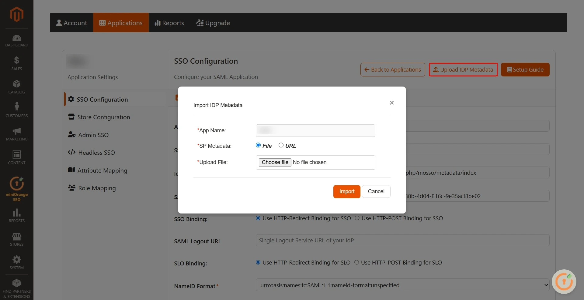 Magento SAML SSO | Login-upload metadata