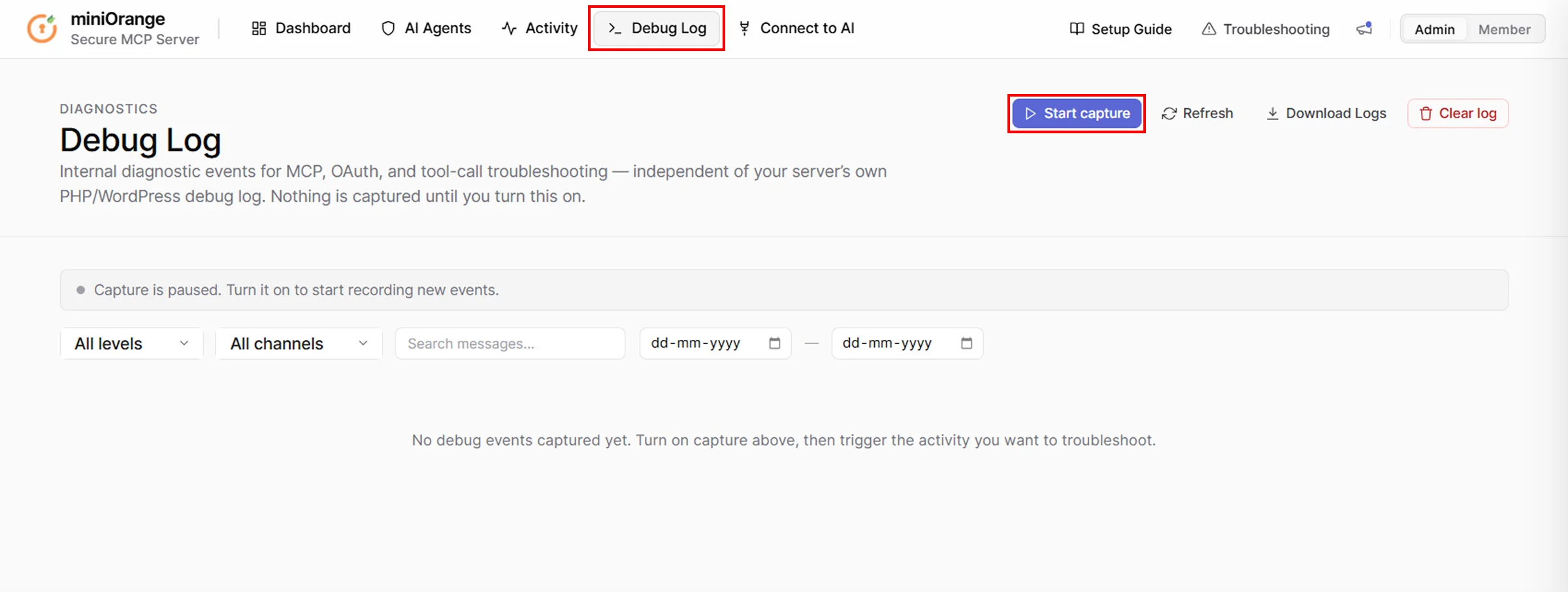 Connect ChatGPT to WordPress site | Debug Log Start capture