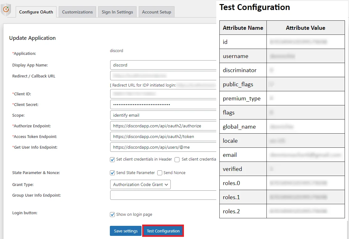 MemberPress Integrator for WordPress - OAuth Test Configuration