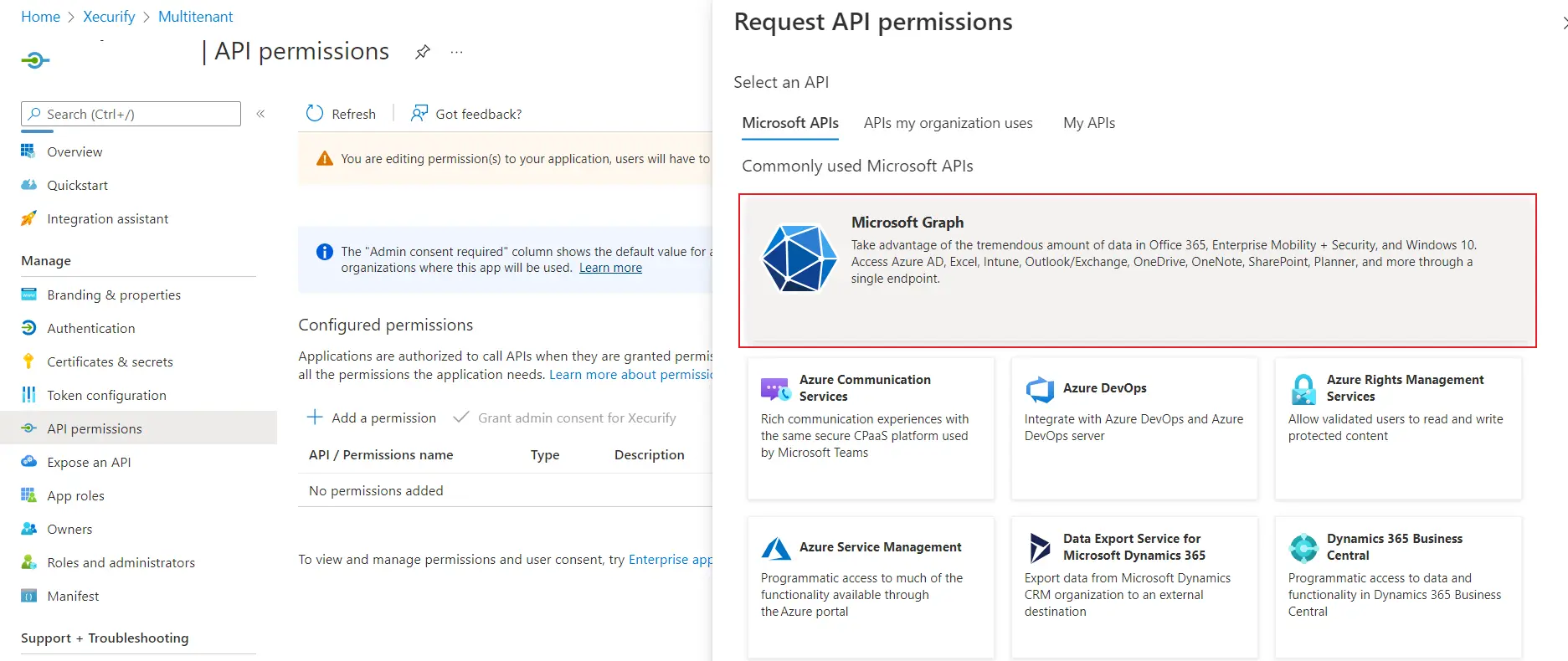 Azure Multitenant SSO - Add Microsoft Graph Permission